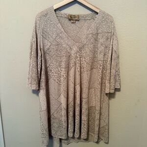 Karen Zambos Vintage Couture sheer Beige Swing Dress women’s small Rayon